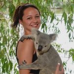 NAU student holding a koala.